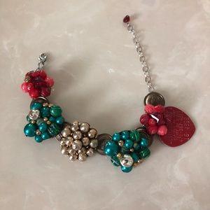 Vintage buttons and doggie tag bracelet